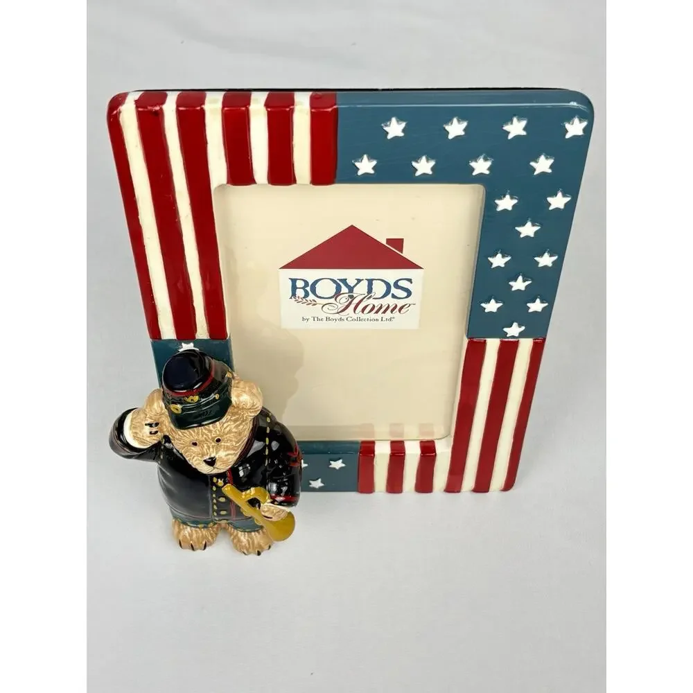 BOYDS BEARS Civil War Mason Ceramic Photo Frame 4x6 Collectible Vintage Decor